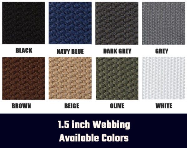 1.5inch_WebbingColorSwatch Wide D Ring Webbing Canvas Belt with Rectangular Rings