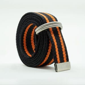 Striped D Ring Webbing Canvas Belt | Double Orange