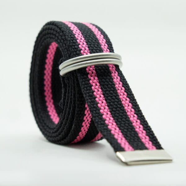 Striped D Ring Webbing Canvas Belt | Double Pink