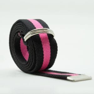 Striped D Ring Webbing Canvas Belt | Black Pink