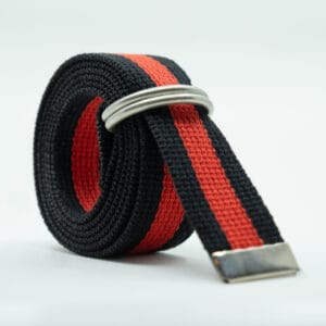 Striped D Ring Webbing Canvas Belt | Black Red