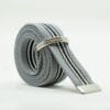 Striped D Ring Webbing Canvas Belt | Grey Black White Multi