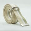 Striped D Ring Webbing Canvas Belt | Natural White Light Olive