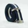 Striped D Ring Webbing Canvas Belt | Navy White