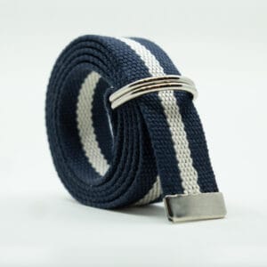 Striped D Ring Webbing Canvas Belt | Navy White