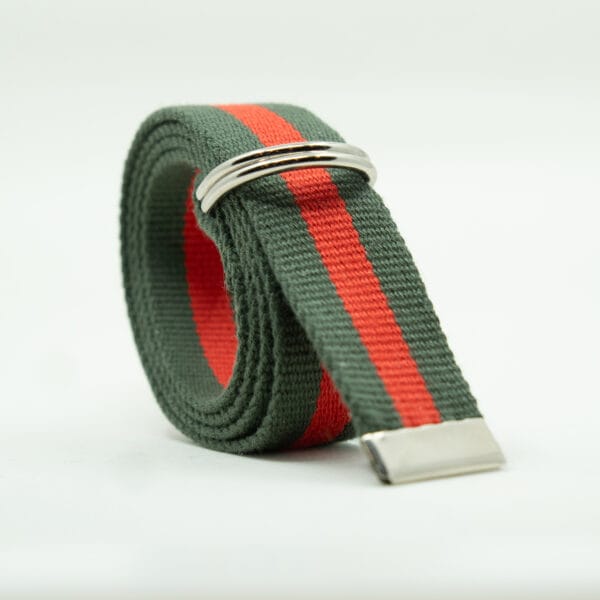 Striped D Ring Webbing Canvas Belt | Olive Red