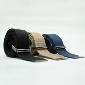 Wide D Ring Webbing Canvas Belt with Rectangular Rings